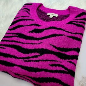 Eesome Zebra Print Long Sleeve Sweater Pink S/M
